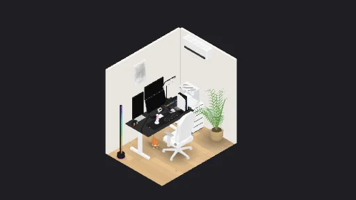 My Desk Setup — a 23-item desk setup built in 3D on JUDDESK