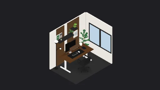 wood — a 32-item desk setup built in 3D on JUDDESK
