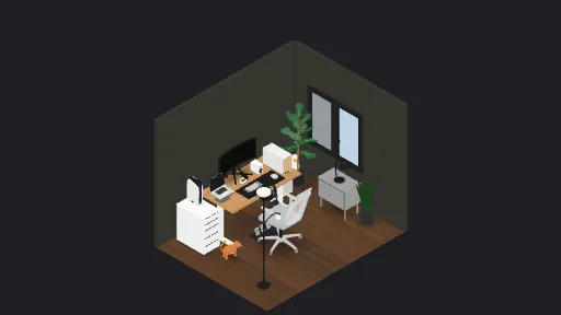 ZhangXiLi — a 26-item desk setup built in 3D on JUDDESK