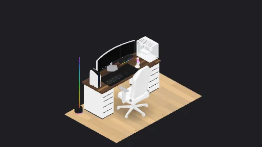 My Desk Setup — a 10-item desk setup built in 3D on JUDDESK