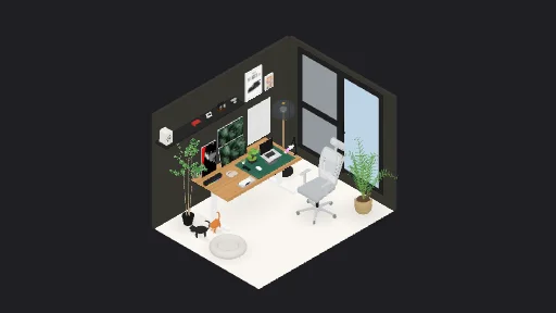 Zirs — a 30-item desk setup built in 3D on JUDDESK