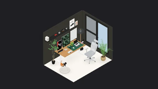 Zirs — a 30-item desk setup built in 3D on JUDDESK