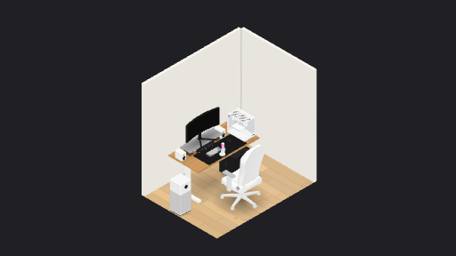 My Desk Setup — a 13-item desk setup built in 3D on JUDDESK
