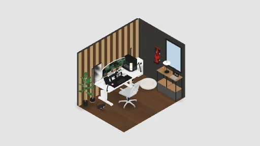 eiei — a 52-item desk setup built in 3D on JUDDESK