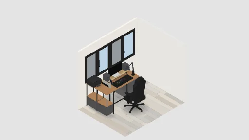 My Desk Setup — a 17-item desk setup built in 3D on JUDDESK