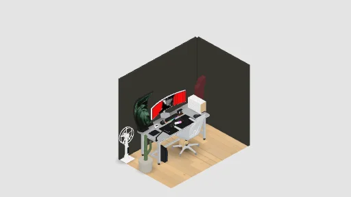 bardia room — a 20-item desk setup built in 3D on JUDDESK