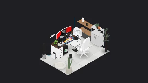 My Desk Setup — a 32-item desk setup built in 3D on JUDDESK