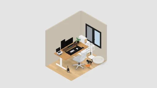 My Desk Setup — a 21-item desk setup built in 3D on JUDDESK
