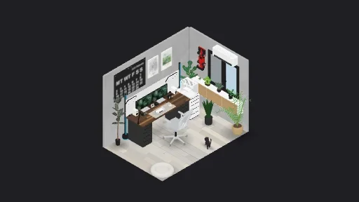 Nature Lover — a 39-item desk setup built in 3D on JUDDESK