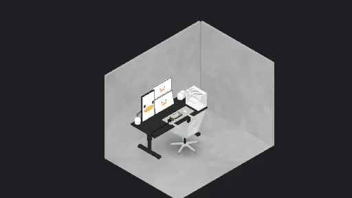 My Desk Setup — a 12-item desk setup built in 3D on JUDDESK