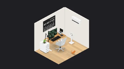My Desk Setup — a 17-item desk setup built in 3D on JUDDESK