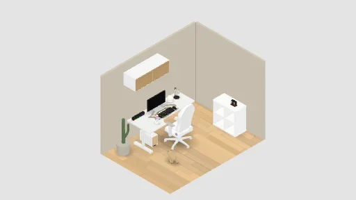 My Desk Setup — a 15-item desk setup built in 3D on JUDDESK