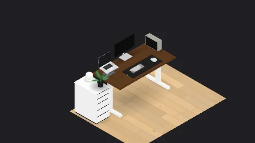 Wtenbo — a 9-item desk setup built in 3D on JUDDESK