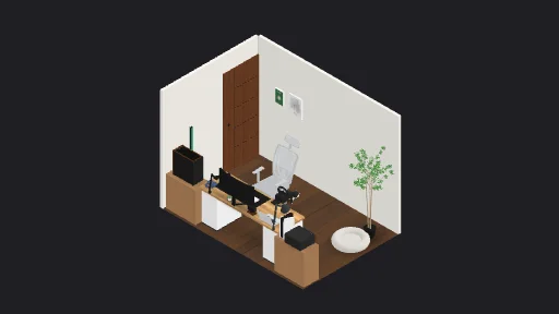 My Desk Setup1 — a 39-item desk setup built in 3D on JUDDESK