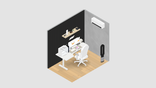 My Desk Setup — a 40-item desk setup built in 3D on JUDDESK