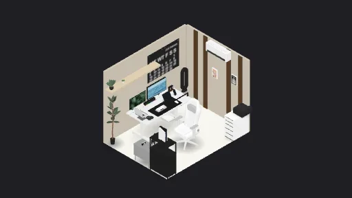 พี่นก — a 36-item desk setup built in 3D on JUDDESK