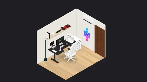My Desk Setup — a 19-item desk setup built in 3D on JUDDESK