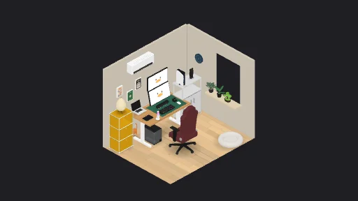 Light Room — a 28-item desk setup built in 3D on JUDDESK