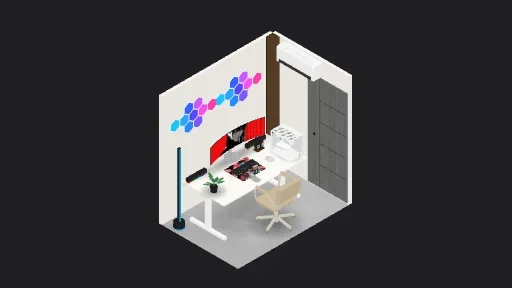 Streaming & audio setup — a 34-item desk setup built in 3D on JUDDESK