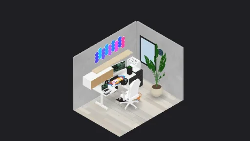karen dizine — a 23-item desk setup built in 3D on JUDDESK