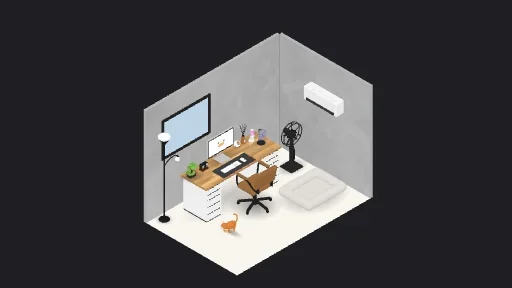 first1 — a 17-item desk setup built in 3D on JUDDESK